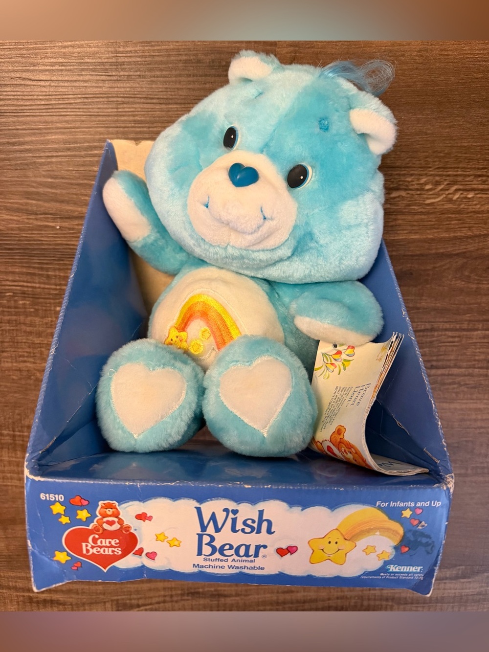 Vintage 1980s Kenner Care Bears Wish Bear 13” #61510 NIB Original Box Tag